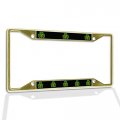 Fastasticdeals Metal Insert License Plate Frame 3 Leaf Shamrock Style B Weatherproof Car Accessories Gold 4 Holes Solid 