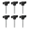 6pcs Clamping Screw Knob M6 X 45mm Metric Carbon Steel T Shaped Thumb Screws Handle For Quick Remove Hand Tightening 