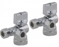 Ld Valve- 1 4 Turn Dual Compression Outlet Angle Stop Quarter 3-way Water Supply 2 Fip X 8 Od 3 Lf Chrome Plated Brass Shut Off 