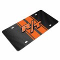 Ipick Image For Dodge R T 3d Logo In Orange On Stripe Black Carbon Fiber Look Premium Stainless Steel License Plate Design And
