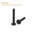 Uxcell Flanged Button Head Socket Cap Screws 25pcs M4x30mm 304 Stainless Steel Black Oxide Drive Fasteners Bolts Fully Thread
