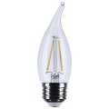 Satco 3w Ca10 Led Light Bulb 3000k Soft White 250 Lumens Clear Flame Tip 300 Degree Beam E26 Medium Base 92 Cri Dimmable Wet 