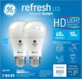 Ge Lighting Refresh Led Bulbs Hd Light 10 Watt 60 Equivalent Daylight A19 General Purpose Medium Base Dimmable 2 Pack