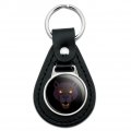 Black Leather Panther Leopard Jaguar Face Tribal Keychain 