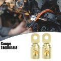 2pcs Amp Input Reducer Copper 0 Gauge Car Stereo Audio Awg Pin Power Ground Wire Gold Tone