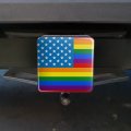 Gay Pride American Flag Rainbow Tow Trailer Hitch Cover Plug Insert