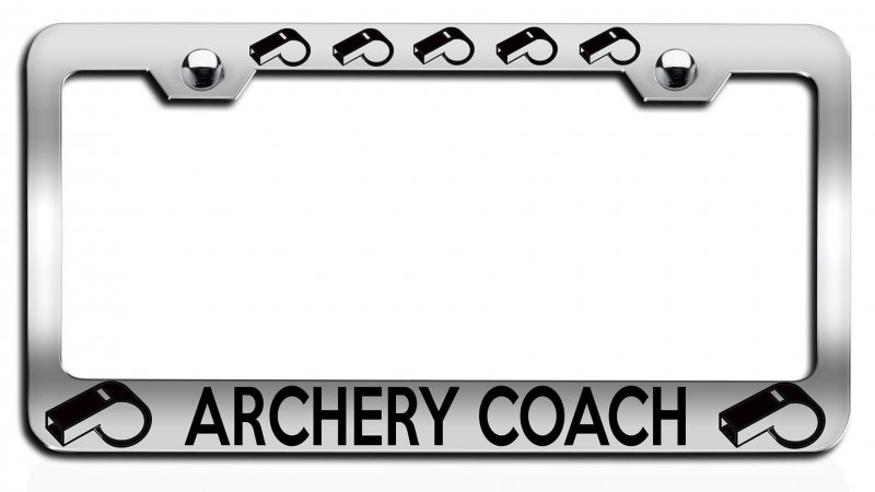 Archery Coach Chrome Metal License Plate Frame Tag Holder P30