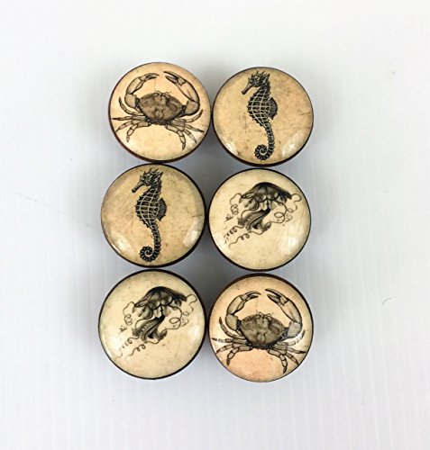 Set Of 6 Vintage Sea Creature Cabinet Knobs