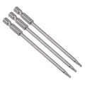 Uxcell 3 Pcs 1 4 Hex Shank T10 Magnetic Security Torx Screwdriver Bits 100mm Length