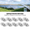 10pcs Solar Grounding Clamp Cable Bare Wire Lightning Protection Safety Coupling Lug Fastener Clip