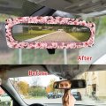 Tomeusey Cherry Blossom Car Rearview Mirrors Cover Universal Stretchy Vehicle Interior Mirror Adjust Awitch Accessories For