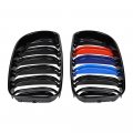 Glossy Black M-color Front Hood Kidney Grille Grill Compatible With Bmw E81 E82 E87 E88 128i 135i Double Line