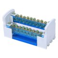Din Rail Terminal Block Distribution Box Compact 2-level With Dust Cover For Electrical Cabinet Brassnylon 