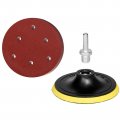 Hifrom 5-inch 125mm Hook And Loop Backing Pad M14 Drill Adapter 50 Pieces 6 Holes 80 Grit Sandpaper Assortment Replacement For