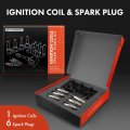 A-premium 1x Ignition Coil Pack And 6x Iridium Spark Plugs Compatible With Volkswagen Jetta 1994-1998 Passat 1994-1997 Eurovan