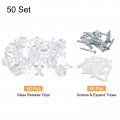Uxcell 50set Glass Retainer Clips Kit 21mm Plastic Cabinet With Screws For Fixing 9mm Thick Doors Mirror Clear