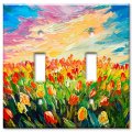 Art Plates Double Toggle Switch Decorative Metal Wall Plate Field Of Lillies 