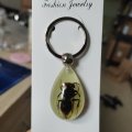 Ptgmh Keychain Black Scorpion Resin Key Ring Glow In The Dark Pendents With Insect Sample Inside For Bag Decoration