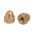 5pcs M6 Female Thread Nut Din1587 Dome Cap Head Hex Brass Tone