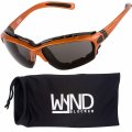 Wynd Blocker Polarized Motorcycle Riding Sunglasses Sports Wrap Glasses Orange Smoke 