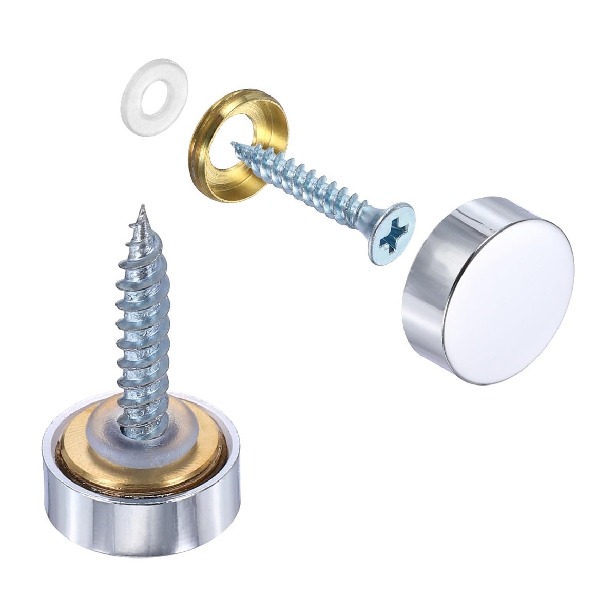 20pcs Screw Covers Caps Brass Flat Mirror Screws Decorative Cover Nail Fasteners For Sign Advertising Hardware Construction