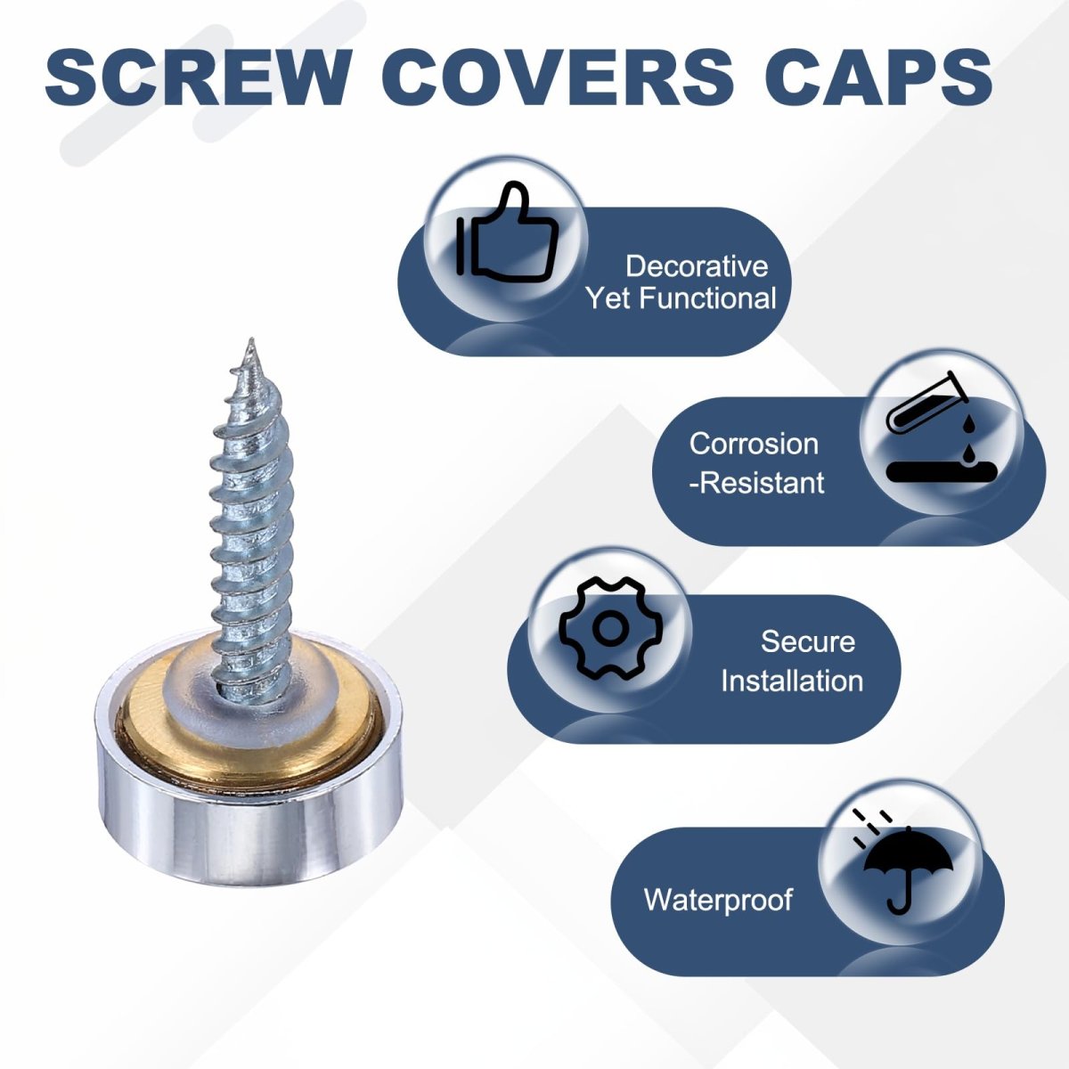 20pcs Screw Covers Caps Brass Flat Mirror Screws Decorative Cover Nail Fasteners For Sign Advertising Hardware Construction