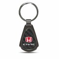 Ipick Image Compatible With Honda Red Civic Real Black Carbon Fiber Gunmetal Metal Teardrop Key Chain