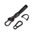 Microfiber Leather Car Keychain Zinc Alloy Fob Key Holder 360a Rotatable Anti-lost D-ring With 1 Screwdriver Black 