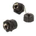Installerparts Cat 6 Rj45 Shielded Industrial Panel Mount Bulkhead Female Feed Thru Coupler Ip67 Waterproof Dust Cap 