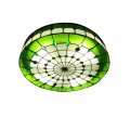 Baycheer Tiffany Style Ceiling Fixtures Flush Mount Lights Mediterranean Hand-made Stained Glass Shade Lamp Semi Use 3 E26 