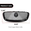 Front Upper Mesh Grille Gloss Black W Emblem For Jaguar Xf Xfr Sedan 4-door 2012 2013 2014 2015