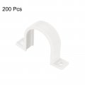 Uxcell Pvc Pipe Straps 200pcs 32mm 1-1 4 Conduit Clamp Clip Two Hole Plastic For Pipes Cables