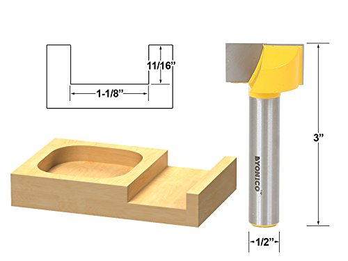 Yonico 14974 Bottom Cleaning Dado Router Bit 1-1 8 W X 5 H 1 2 Shank