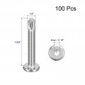 Uxcell Hex Socket Self Tapping Screws 1 4 X 1-5 8 410 Stainless Steel Sheet Metal Flat Head Drilling Screw 100pcs Silver