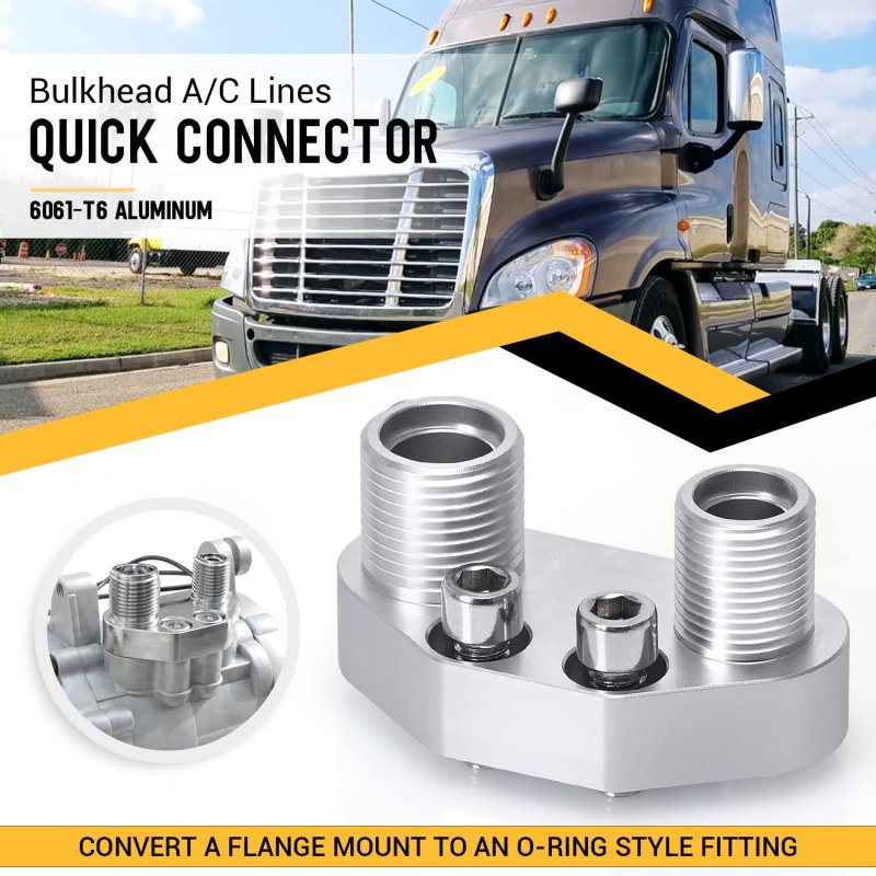 Ptnhz Bulkhead A C Lines Quick Connector Compressor Adapter Fitting Polished 6061-t6 Billet For Sd7b10 7176
