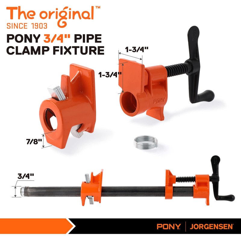 Pony 2-pack 50 Wood Gluing Pipe Clamp Fixture For 3 4 Inch Black