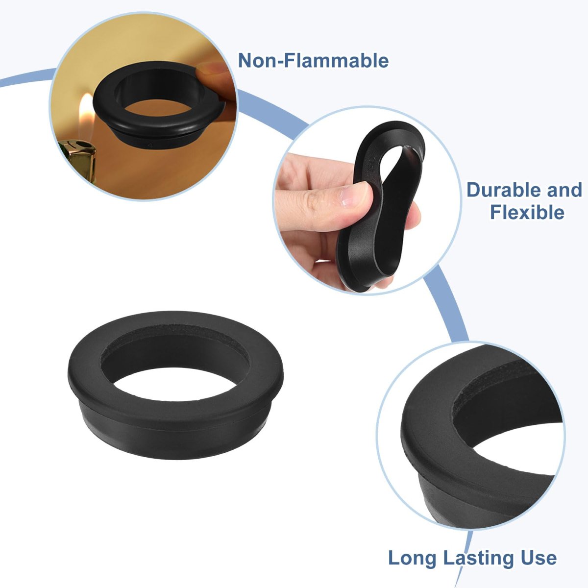 1pcs Rubber Grommets 55mm Drill Hole 44mm Id Top Hat Grommet Black Silicone Plug Gasket For Wiring Automotive