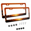 Foruidea Sunset Palm Trees Matte Aluminum License Plate Frame With Black Screw Capsi 2pcs 2 Holes Licensess Frames Car Plate