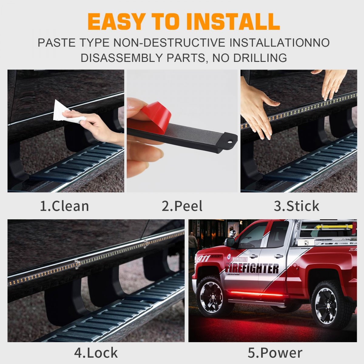 Xridonsen 2pcs 70 Inch Truck Red Emergency Lights Strip 864 Led Running Board Strobe Bar Firefighter Flashing Warning Safety