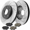 Motorbymotor Front Brake Rotors 300mm Drilled Slotted Design Rotor Pad Kit Fits For Hyundai Sonata 2011-2014 All Models Kia 