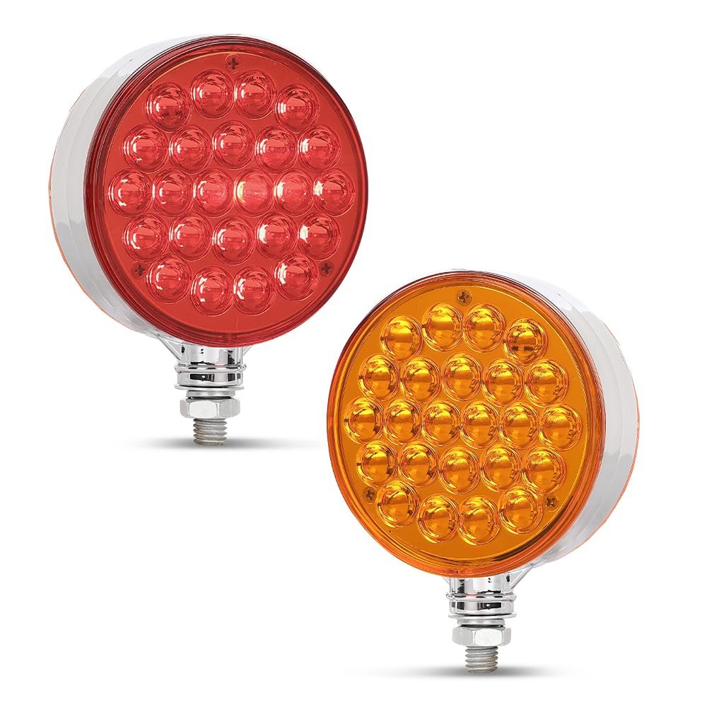 Led Fender Brake Turn Signal Light Set 2 Piece Amber And Red Round Double Face Side Marker Lights For Truck Ute Trailer Caravan