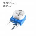 Uxcell Trimmer Potentiometer Horizontal Pin 500k Ohm Adjustment Variable Resistors 20pcs