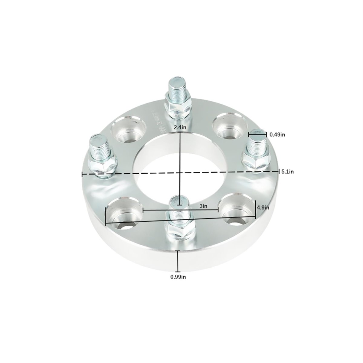 2 Pack 1in Wheel Spacers Adapters 4 X 101 6mm Silver 62mm Hub Bore 1 2in 20 Studs