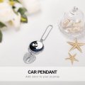 Howling Wolf At The Full Moon Night With Trees Car Pendant Rear View Mirror Hanging Accessories Interior Rearview Necklace For
