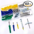 Hilitchi 122 Piece Plastic Self Drilling Drywall Hollow-wall Anchor Molly Bolt Toggle With Screws Kit