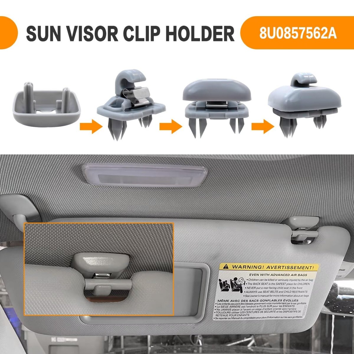 Sun Visor Clip Hook Holder 8w0857562a For Audi A4 Allroad Prestige Wagon 4-door 2 0l 1984cc 121cu In L4 Mild Hybrid Ev-gas Mhev