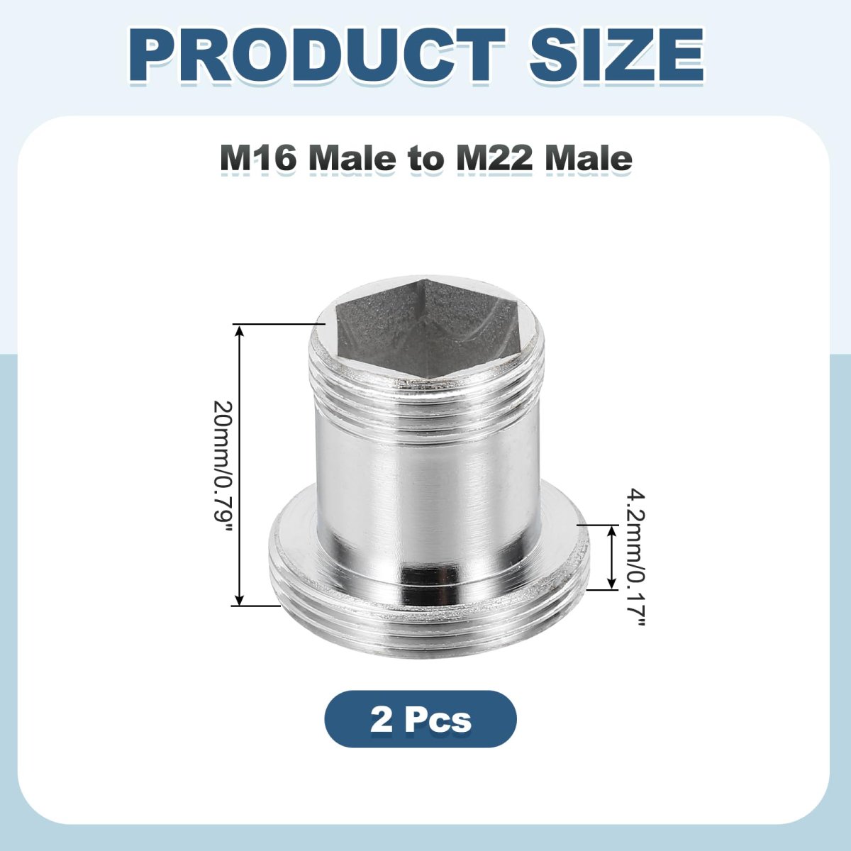 2pcs Faucet Aerator Adapter M16 Male To M22 With Washer 20mm Length