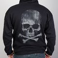 Hot Leathers Mens Skull And Crossbones Zip-up Hooded Sweatshirt Black Xxx-large 