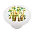 Asian Bamboo Stems Decorative High Gloss Ceramic Drawer Knob 