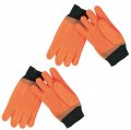 Men S Size Extra Large Orange Pvc Work Gloves With Fleece Lining And Knit Wrist Pack Of 2 Pairs 